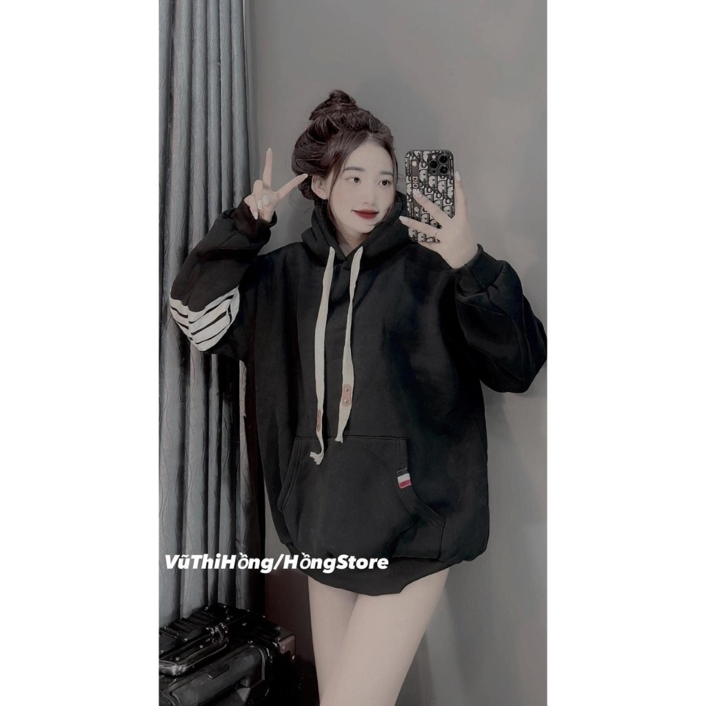 Áo Khoác Bomber Form Rộng , Áo Hoodie Form Rộng Bốn Sọc Tay A48