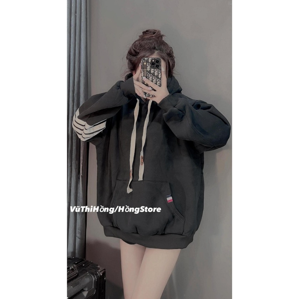 Áo Khoác Bomber Form Rộng , Áo Hoodie Form Rộng Bốn Sọc Tay A48