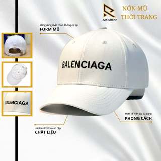 Nón lưỡi trai Balen.cia.ga trắng logo đen xuất khẩu full hộp, full size