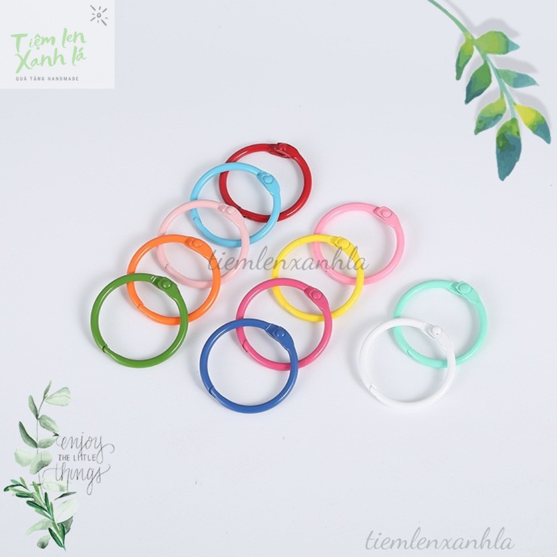 Set 5/10 khoen tròn mở 3cm màu sắc pastel làm móc khoá