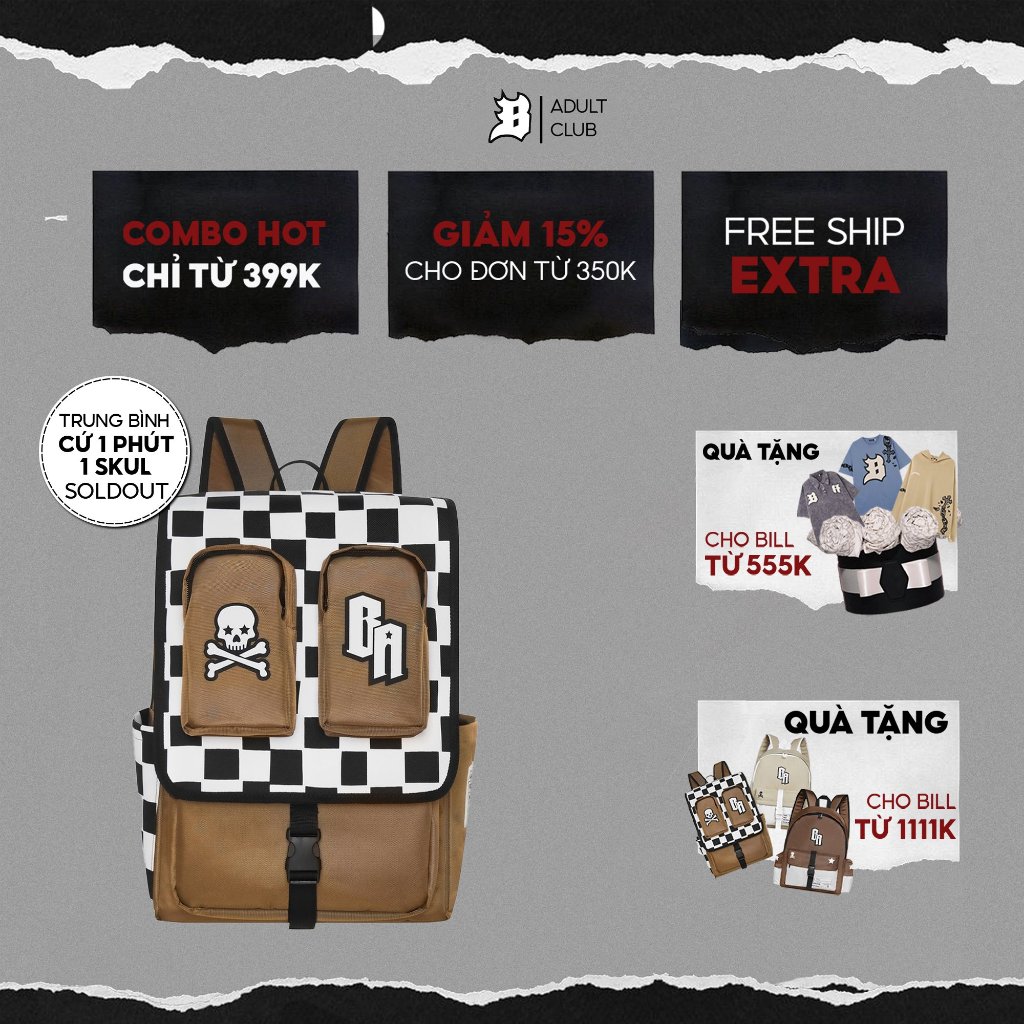 Balo đi học cặp sách thời trang Banawa có ngăn đựng laptop nam nữ unisex - Statement Backpack - Màu Nâu