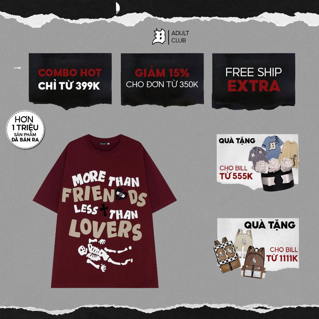 Áo thun Local Brand Banawa cotton oversize tay lỡ nam nữ unisex - Less Than Lover Tee - Màu Đỏ Đô