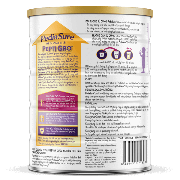 Sữa bột Pediasure 850g hương vani ít ngọt