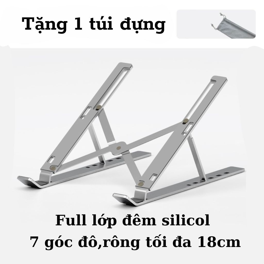 Giá đỡ laptop, macbook, ipad bằng nhôm có thể điều chỉnh được độ cao, đế tản nhiệt kê laptop,giá đỡ máy tính