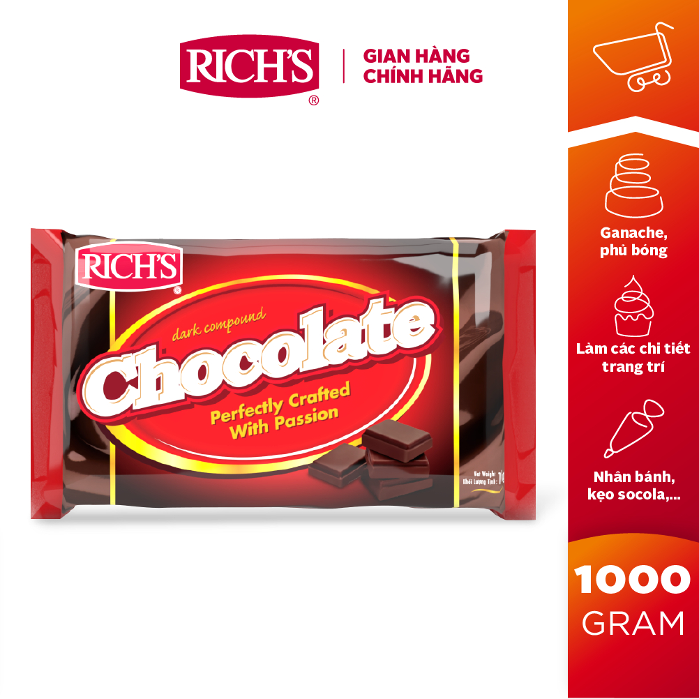 Sô-cô-la Compound Đen Rich's Thỏi 1Kg [16015]