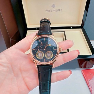 Đồng hồ nam p@tek philip€ pk01211 2 máy automatic dây da, full box, luxury diamond watch