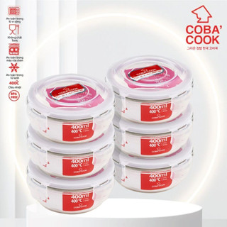 Bộ 6 hộp thủy tinh bảo quản thực phẩm chịu nhiệt cobacook hình trong 400ml- ccr46