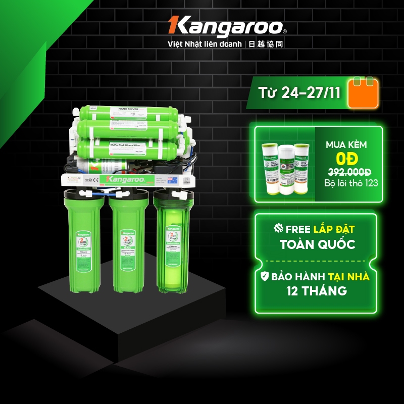 [MIỄN PHÍ LẮP ĐẶT] Máy lọc nước RO Kangaroo 9 lõi Omega model KG110A - không vỏ tủ