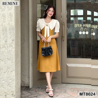 Đầm thiết kế cổ phối nơ tùng xoè bemine mt8624