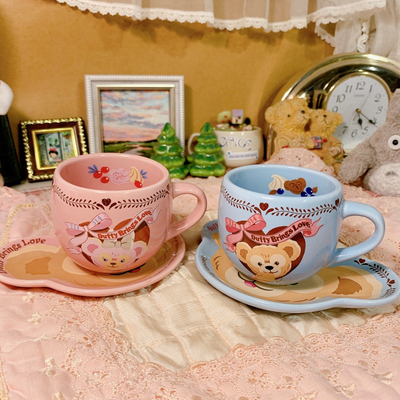 Ly dĩa gấu duffy chính hãng disney màu xanh blue pink baby