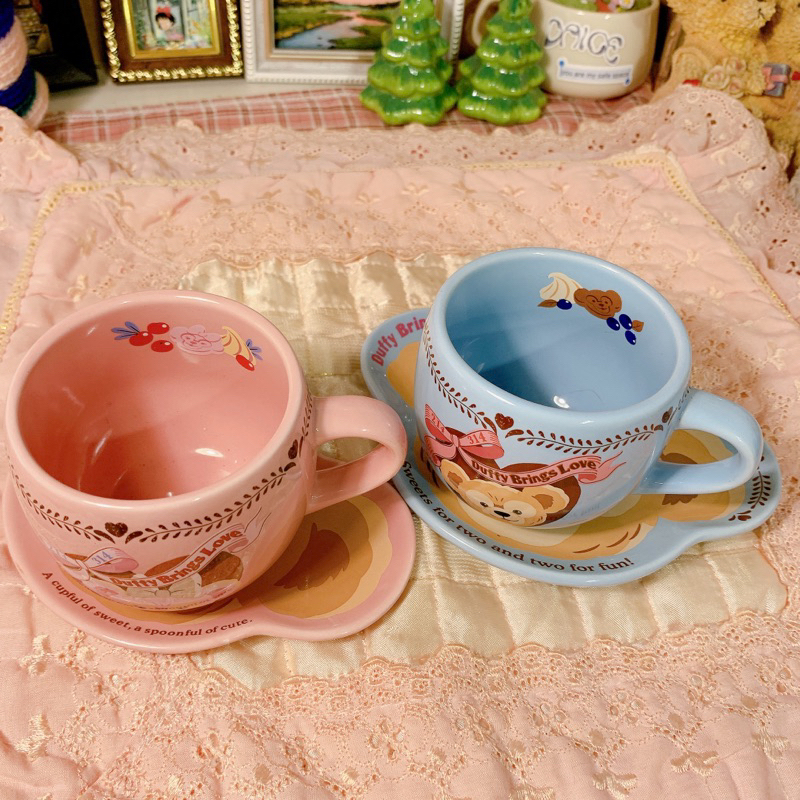 Ly dĩa gấu duffy chính hãng disney màu xanh blue pink baby