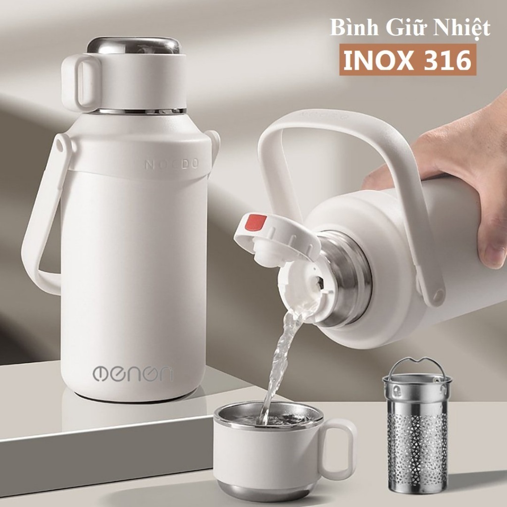 Bình Giữ Nhiệt 1200ml Chất Liệu Inox 316 Cao Cấp, Có Kèm Lọc Trà Và Cốc | BigBuy360 - bigbuy360.vn