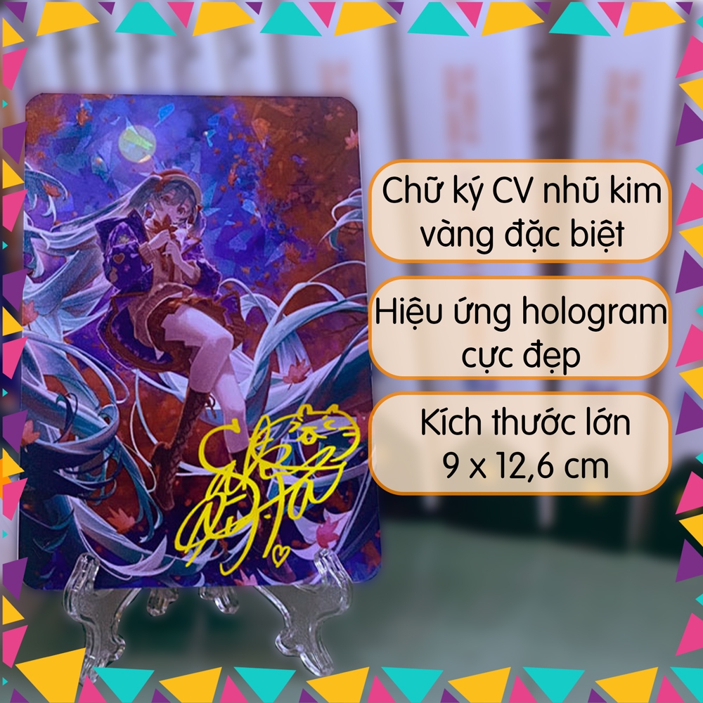Ảnh Card hologram in chữ ký CV - Hatsune Miku - Card anime