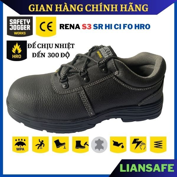 Giày bảo hộ lao động nam Safety Jogger Rena S3 mũi thép - Giày chống đinh nam công trình công trường - Safety Shoes