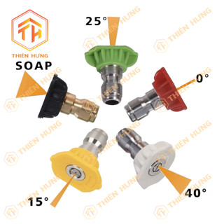 Bộ 4 béc rửa xe cao áp từ 0 - 40 độ | Đầu béc các góc gắn súng xịt, rửa xe áp lực cao
