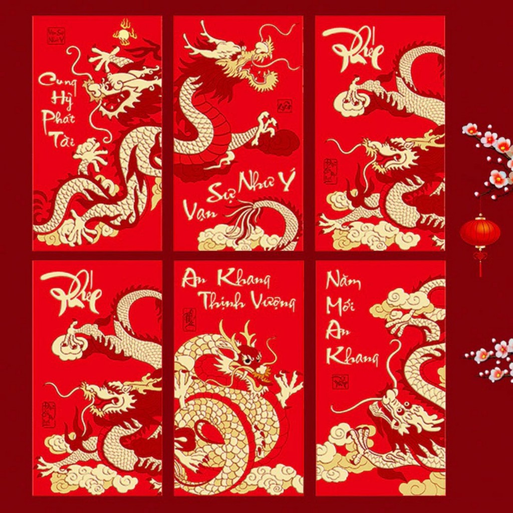 Bao lì xì tết 2024 hình rồng vàng, kỳ lân ngộ nghĩnh đáng yêu, món quà ngày tết - Lokimall.vn