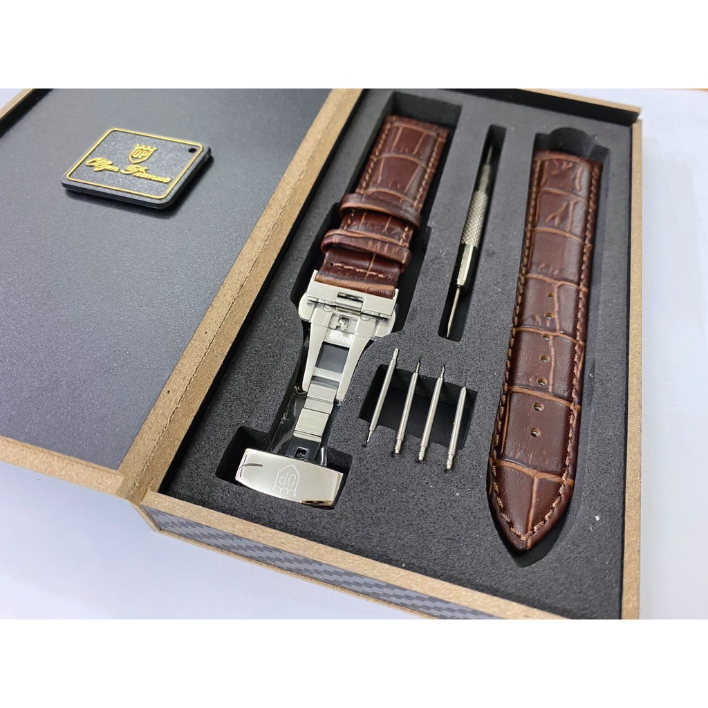 Dây Da Đồng Hồ Olym Pianus Khóa Bướm Chính Hãng