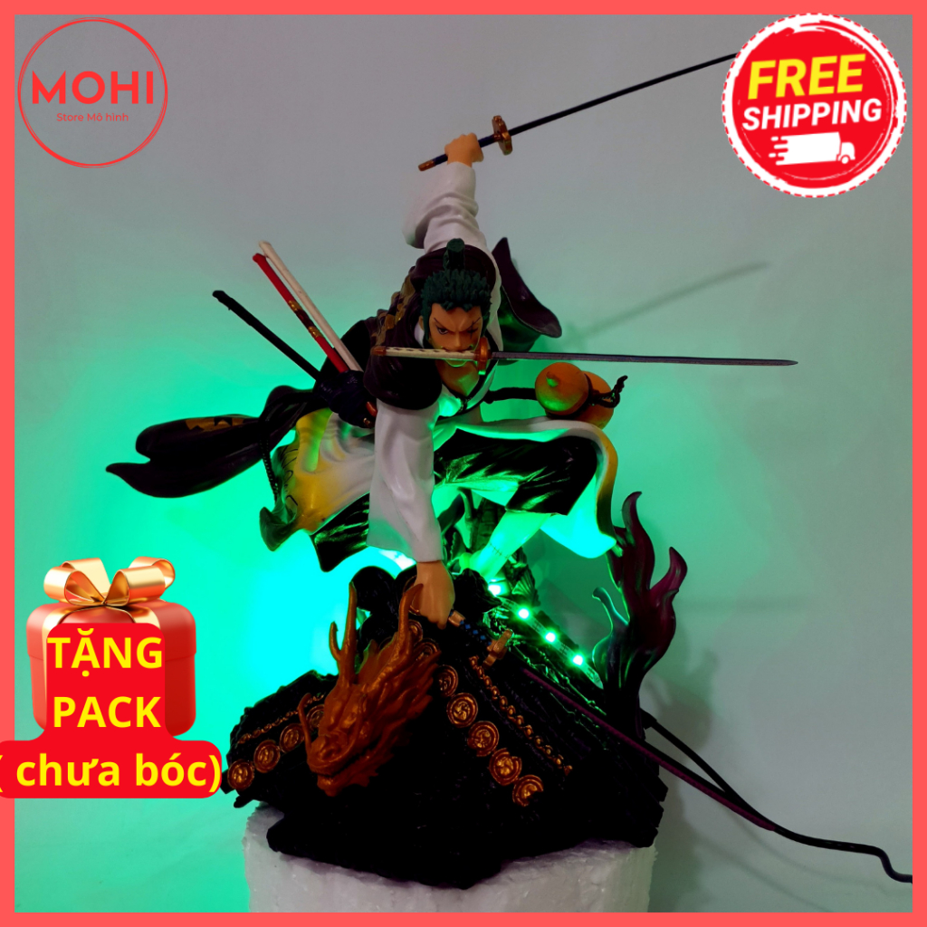 Mô hình Zoro mái nhà siêu to khổng lồ, Có bản LED, cao 32 cm nặng 2 kg ( Tặng PACK )