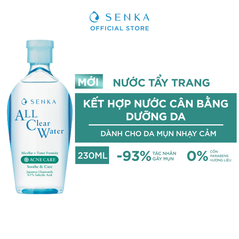Nước Tẩy Trang Senka All Clear Water 230ml - Cho Da Dầu Mụn, Da Khô