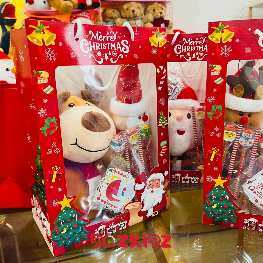 Đồ chơi quà tặng Giáng Sinh các Set cho bé Mầm non Học Sinh, Quà Noel 2023 gồm gấu Bông Sticker Bút Chì Noel dễ thương