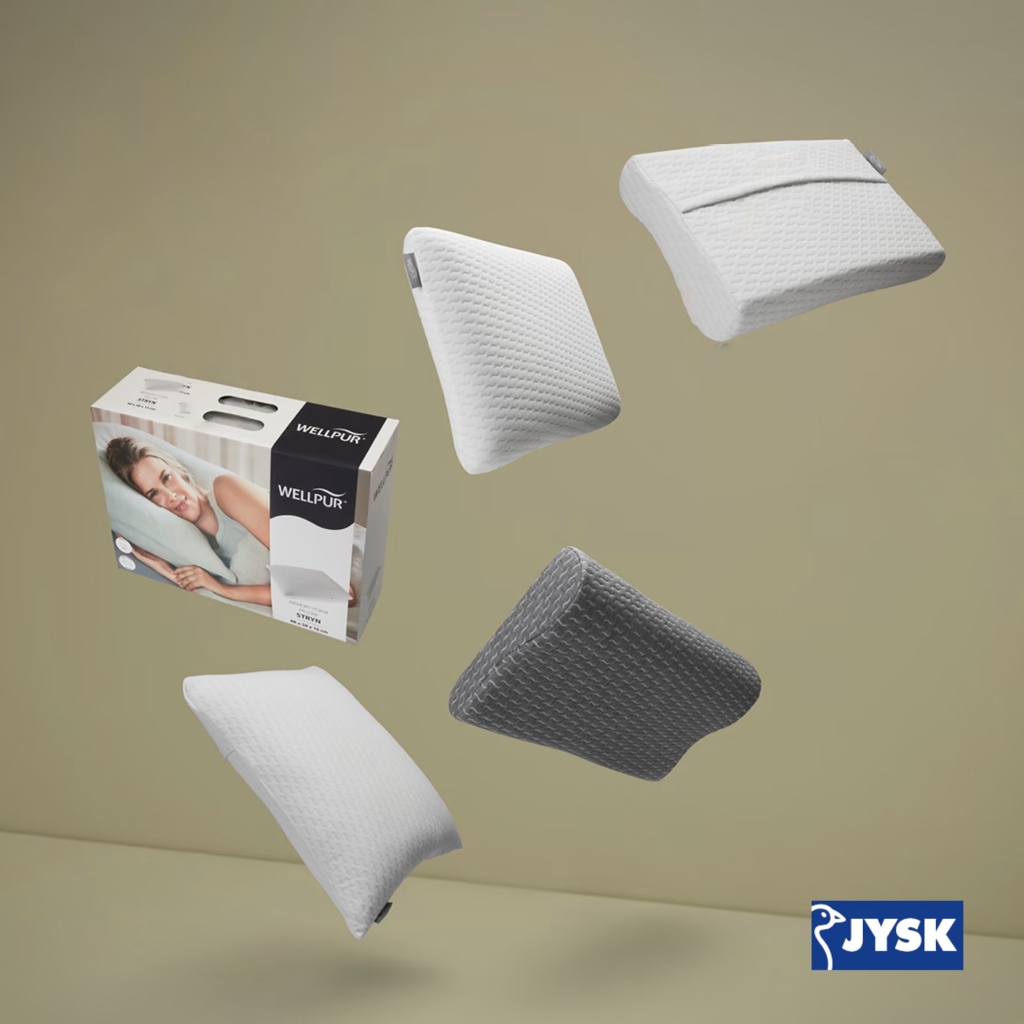 Bộ 2 ruột gối Memory Foam | JYSK Wellpur Kvina | xám | R30xD50xC10/7cm