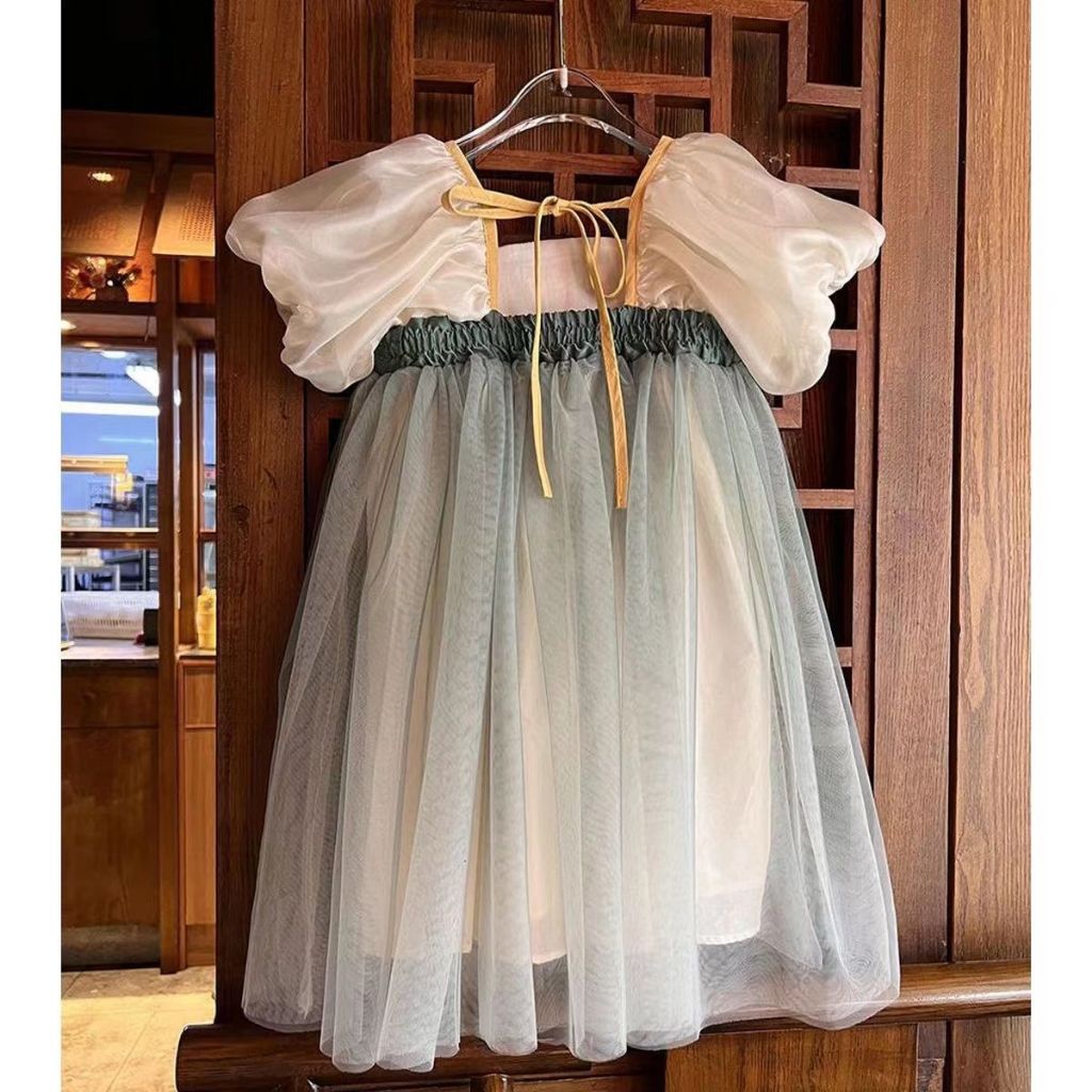 Váy đầm hoa nhí cách tân sườn xám cho bé gái (form nhỏ khách tăng 1 size so với size thường)