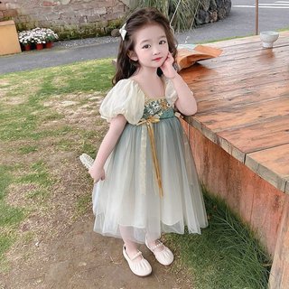 Váy đầm hoa nhí cách tân sườn xám cho bé gái (form nhỏ khách tăng 1 size so với size thường)