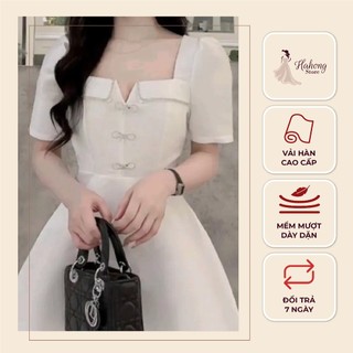 Đầm Dự Tiệc Nữ Cổ Vuông Thiết Kế Tafta Dáng Xòe Dập Đá Cao Cấp Tiểu Thư Sang Chảnh