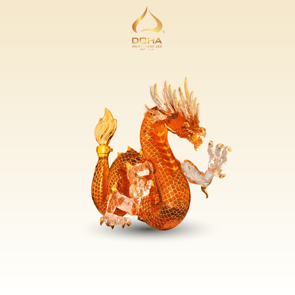 RỒNG THỦY TINH VIP DOHA Royal Rich XO Gold 23K - Long Khí Sinh Tài