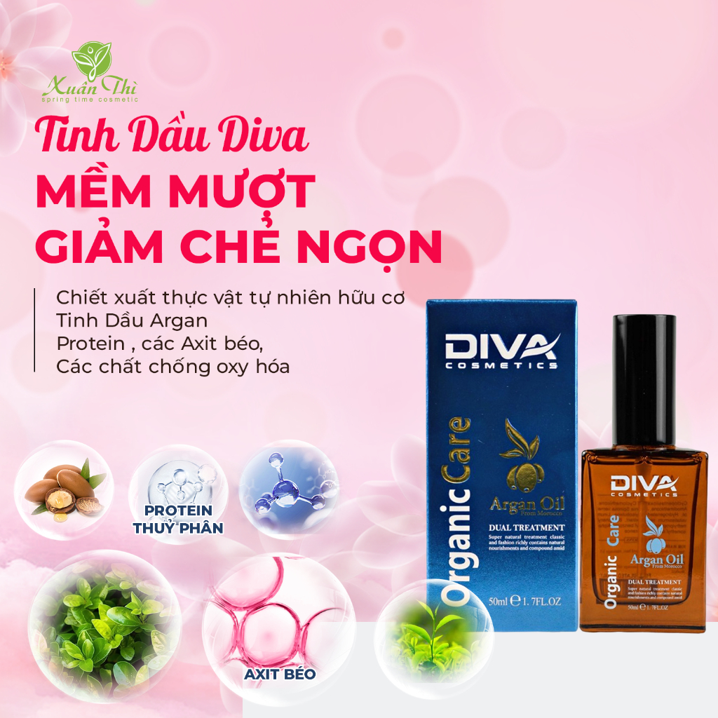 Tinh dầu dưỡng tóc DIVA Argan Oil phục hồi hư tổn , dưỡng ẩm cho tóc 50ml - Mỹ phẩm Xuân Thì