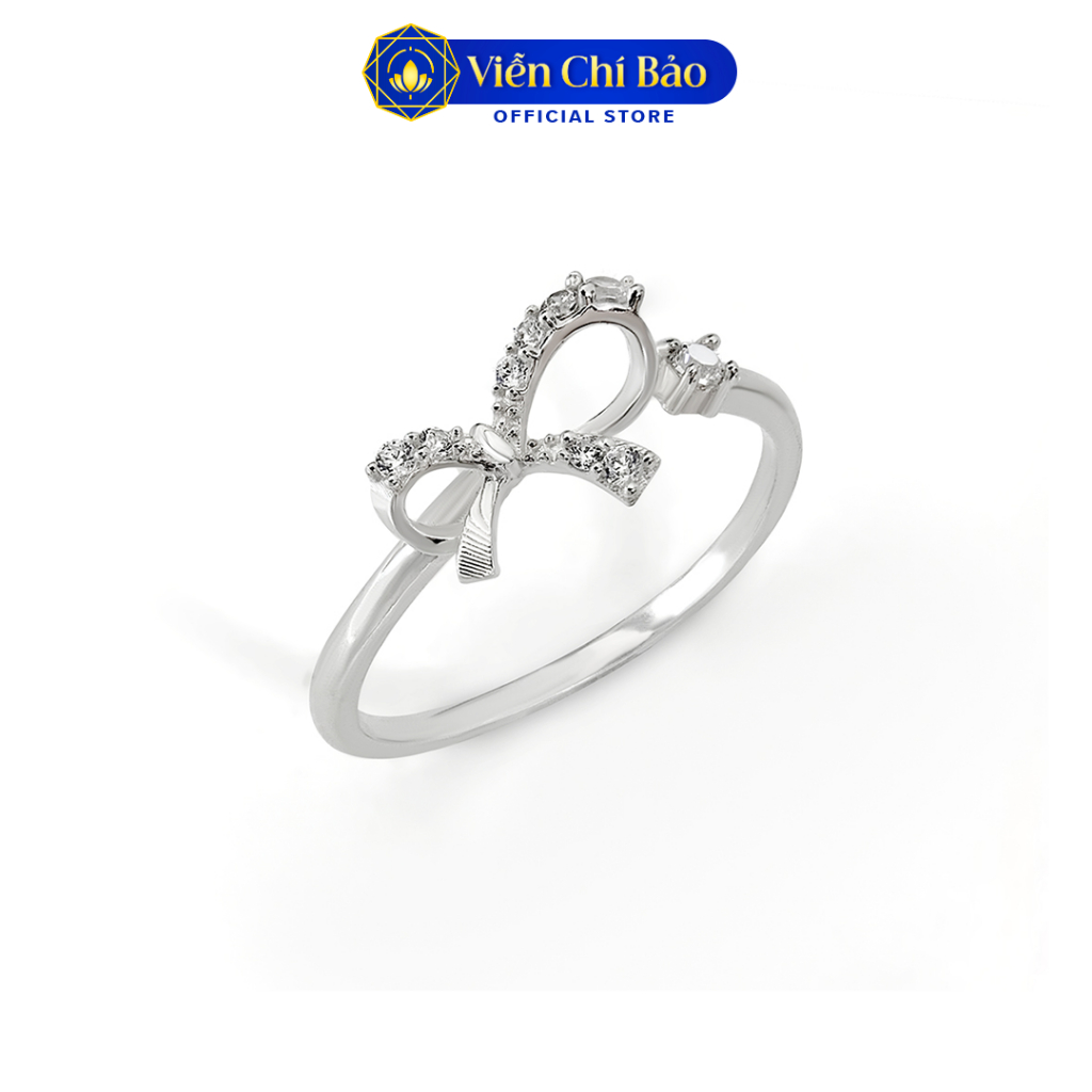 Nhẫn bạc nữ hình nơ đính đá bản hở chất liệu bạc 925 thời trang phụ kiện trang sức Viễn Chí Bảo N400274