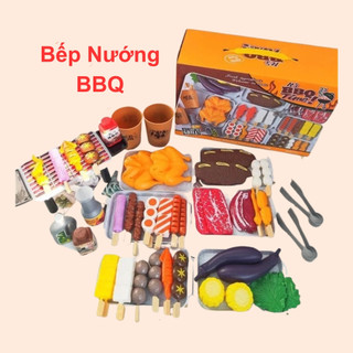 Đồ chơi bếp nướng BBQ đồ chơi đồ nướng 55 chi tiết lớn màu sắc tươi tắn cho bé chơi đồ hàng