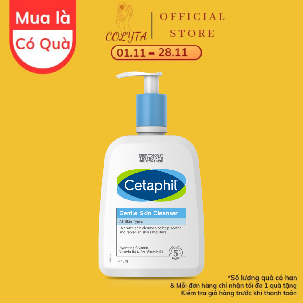 Sữa rửa mặt dịu nhẹ Cetaphil 473ml mẫu dành cho da dầu và da nhạy cảm