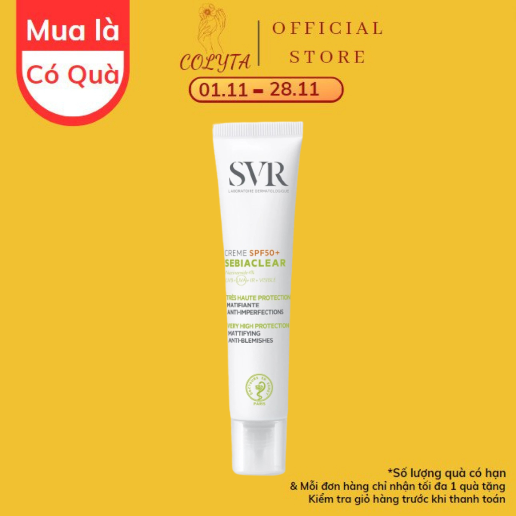 Kem chống nắng cho da dầu mụn SVR Sebiaclear Crème SPF50 40ml