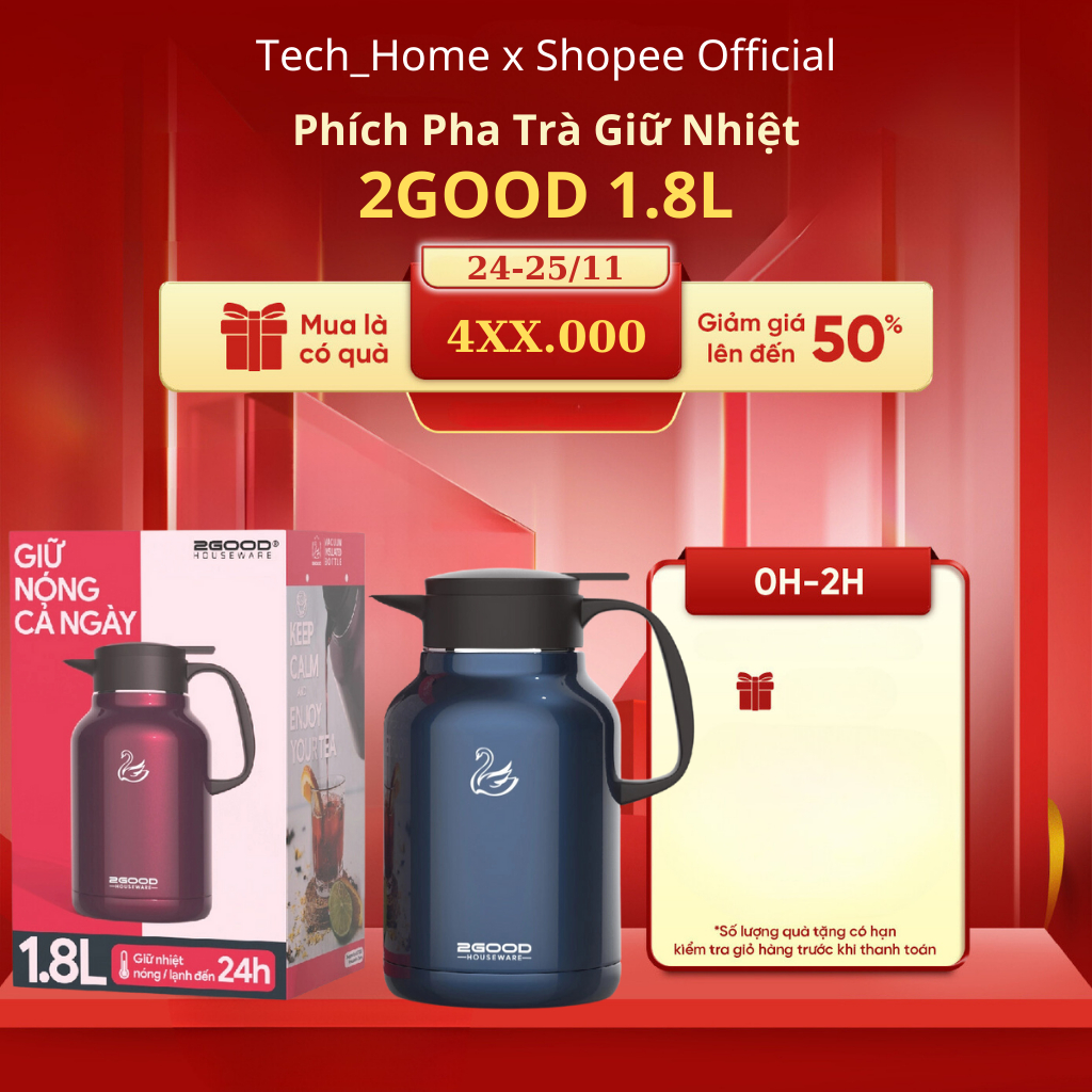 Phích Pha Trà Giữ Nhiệt 2GOOD FLASK B16 (1.8L)