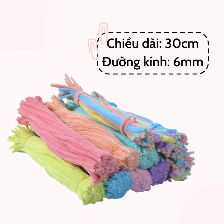 Set 100 dây kẽm nhung màu pastel handmade,Dây kẽm lông nhiều màu làm hoa tulip, quà tặng 20/10 - Loại 1