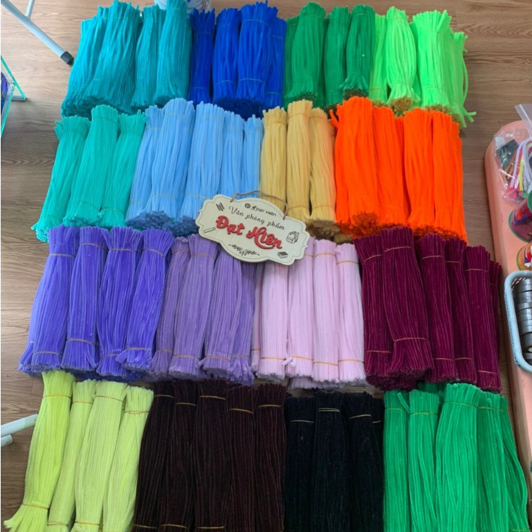 Set 100 dây kẽm nhung màu pastel handmade,Dây kẽm lông nhiều màu làm hoa tulip, quà tặng 20/10 - Loại 1