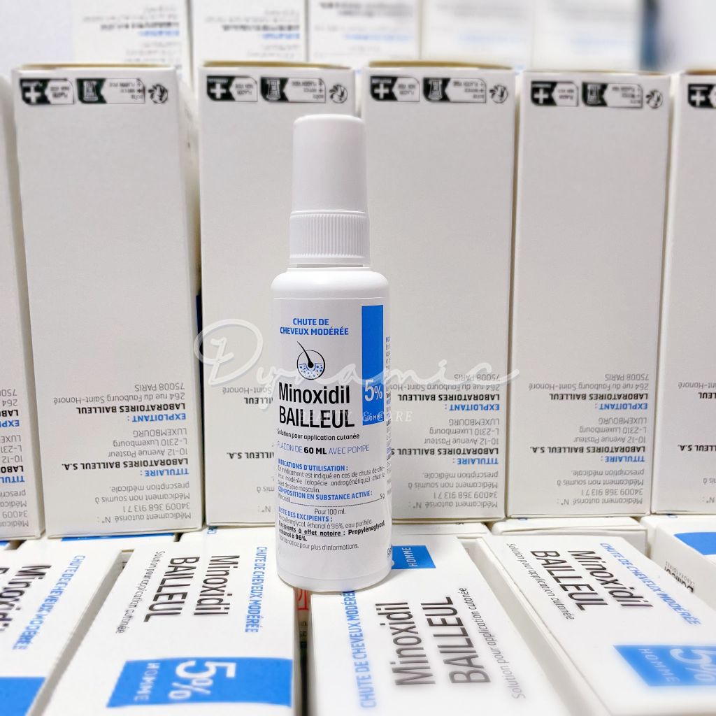 [Tách lẻ 1 lọ 60ml] Xịt mọc tóc minoxidil Bailleul 5% ngăn rụng tóc và kích thích mọc tóc hộp 3 lọ x 60ml của Pháp