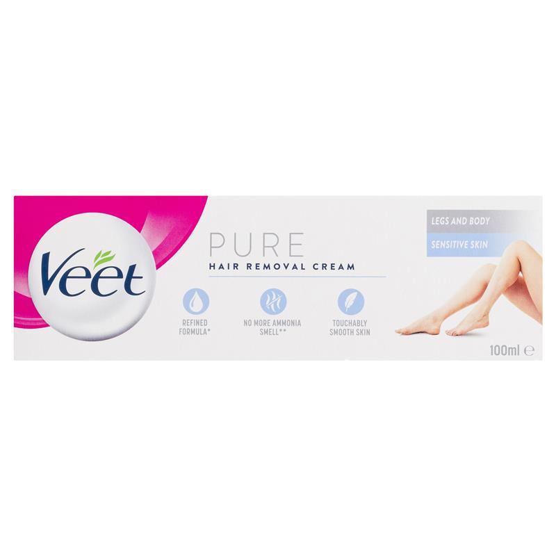 Kem tẩy lông Veet pure hair removal cream/ veet expert legs, body & full bikini hair removal cream 100ml