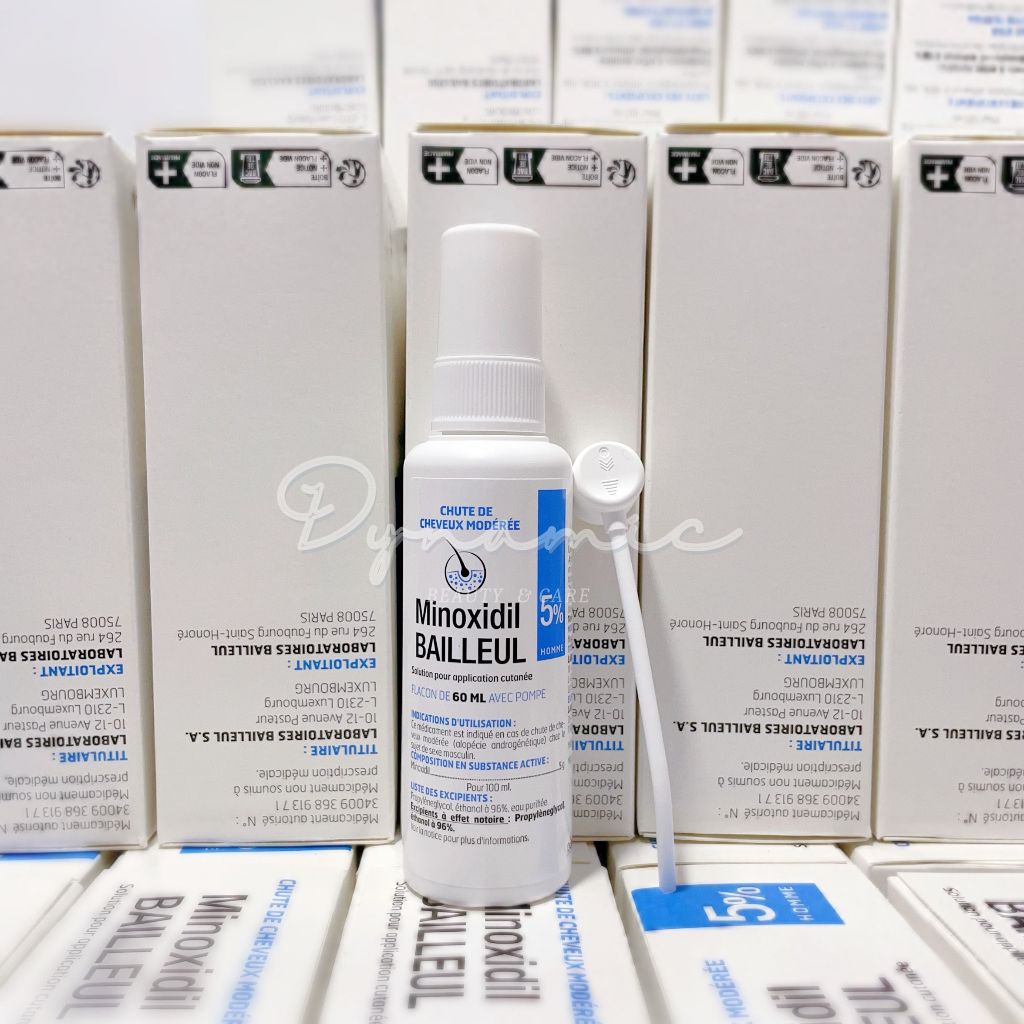 Xịt mọc tóc minoxidil Bailleul 5% ngăn rụng tóc và kích thích mọc tóc hộp 3 lọ x 60ml của Pháp