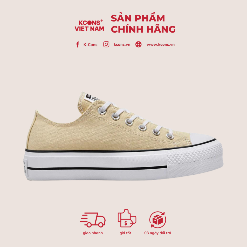 Giày Converse Chuck All Star Platform Beige Cổ Thấp A03542C