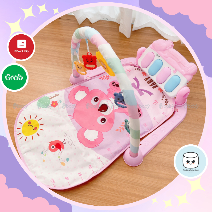 Thảm nhạc 9BABY cho bé nằm chơi mẫu Gấu Koala Hồng kèm ảnh thật