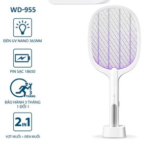 Vợt muỗi kiêm đèn bắt muỗi 2 in 1 đa năng, đèn bắt muỗi tự động có cổng sạc usb và đế sạc tiện dụng