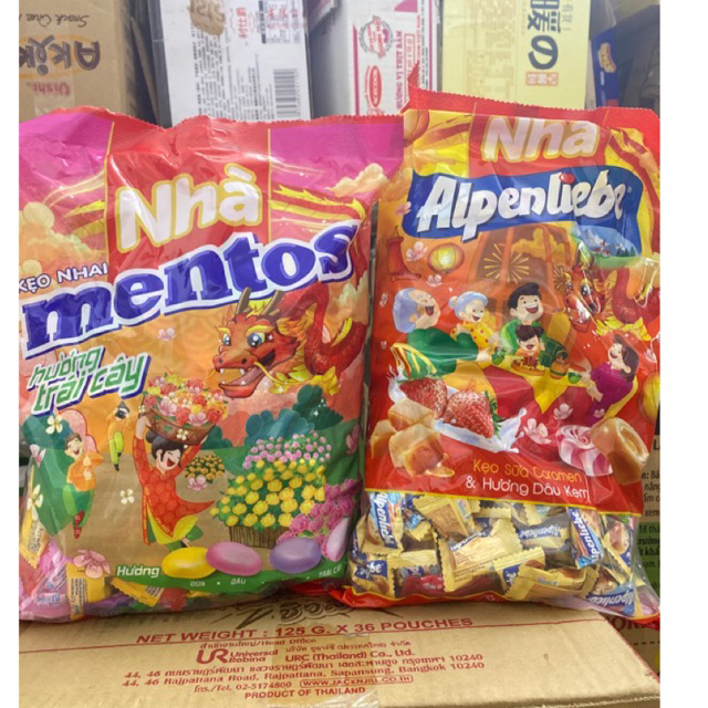 Kẹo Mentos/Alpenliebe Vị Sữa&Hương Dâu Kem Bịch To 1kg