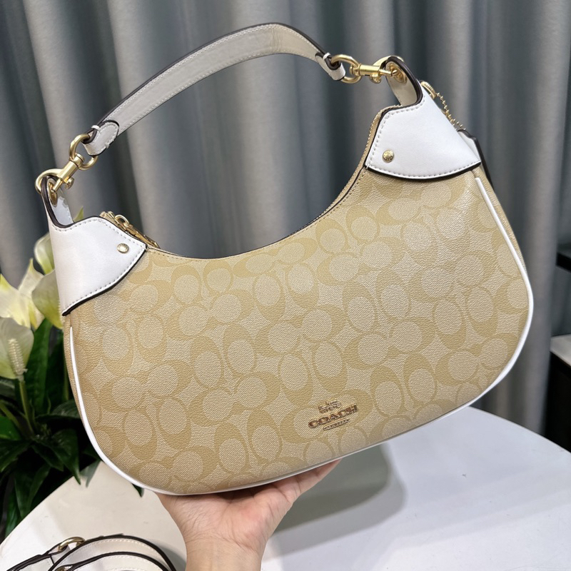 Túi coach mara hobo da thật phối canvas