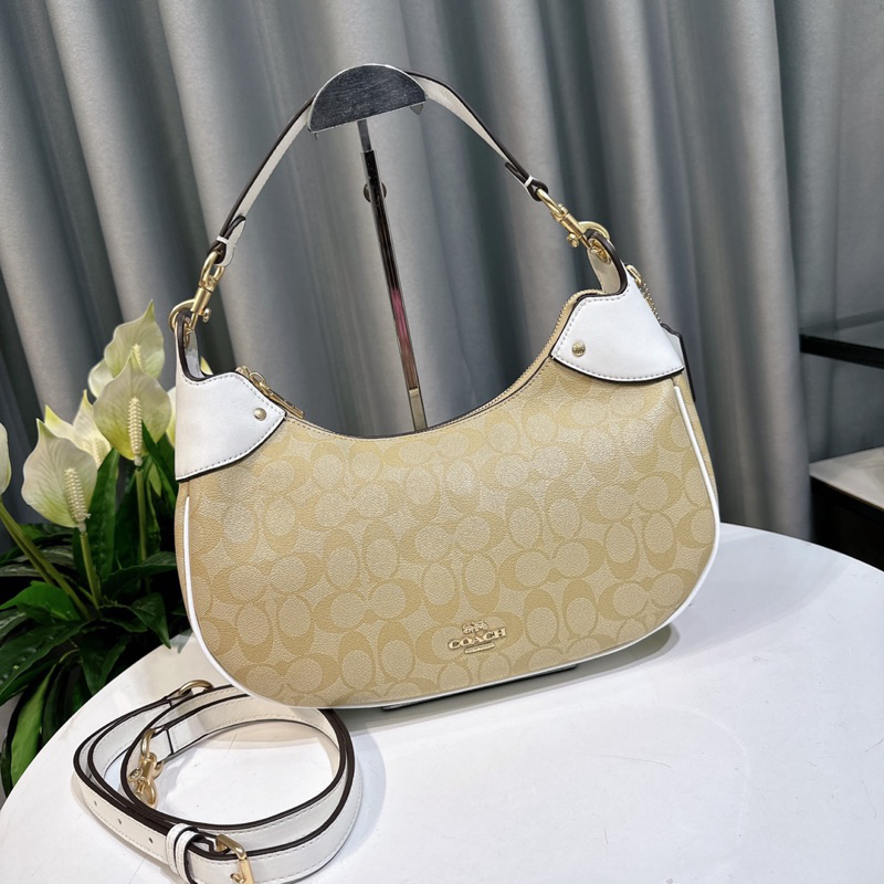 Túi coach mara hobo da thật phối canvas