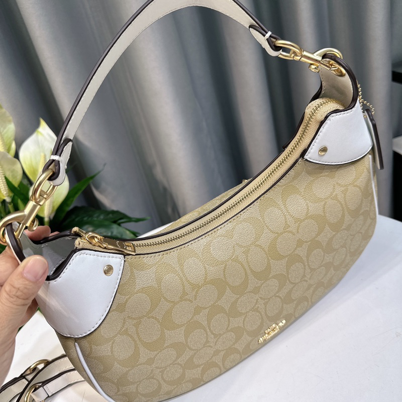 Túi coach mara hobo da thật phối canvas