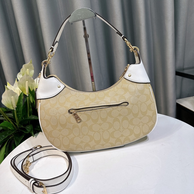 Túi coach mara hobo da thật phối canvas