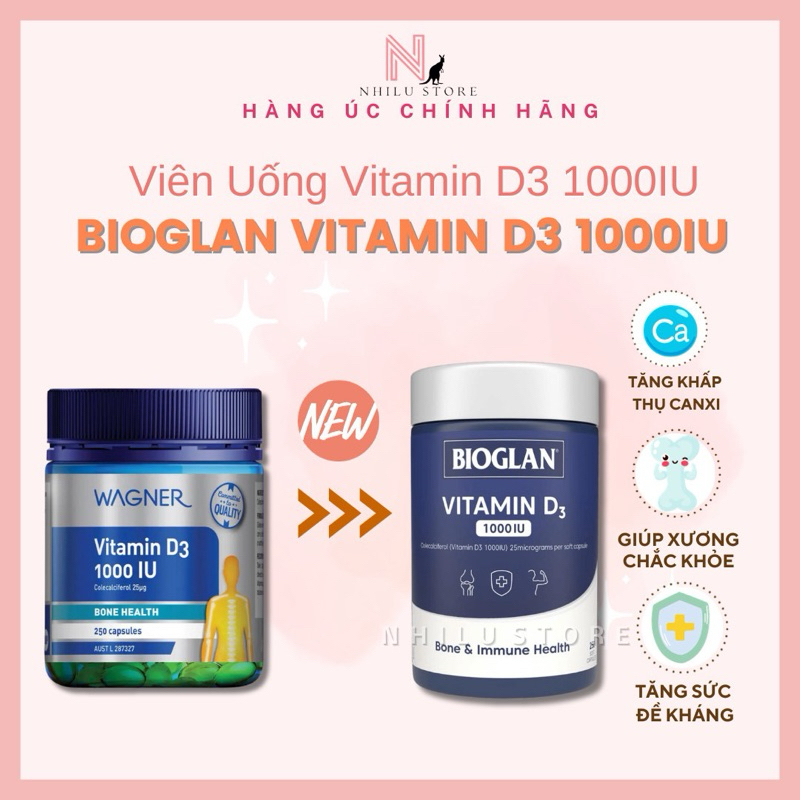 🇦🇺 Viên Uống Bổ Sung Vitamin D3 Bổ Xương Wagner 1000IU