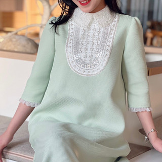 Váy dạ tweed công sở suông dự tiệc đi làm đầm bầu LAMVI VDT03